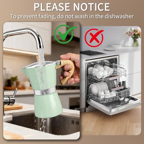 Moka Pot Stovetop Espresso Maker (Green / 12 cup)