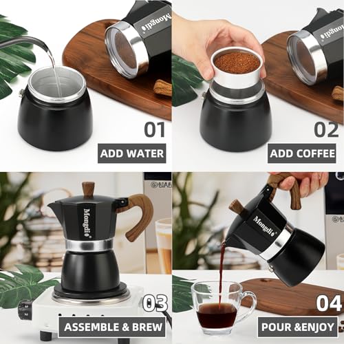 Stovetop Espresso Maker Moka Pot (Black / 3 cup)