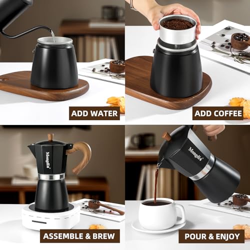 Moka Pot Stovetop Espresso Maker (Black / 12 cup)