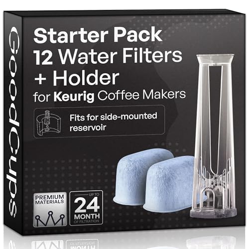 Water Filter Holder and 12 Water Filters for Keurig K (12 Filters and Tall Holder)