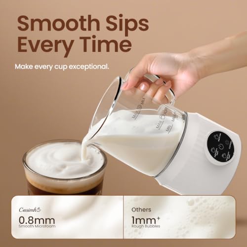 4-in-1 Electric Milk Frother and Steamer for Whole Milk, LED Touch Screen (Champagne)