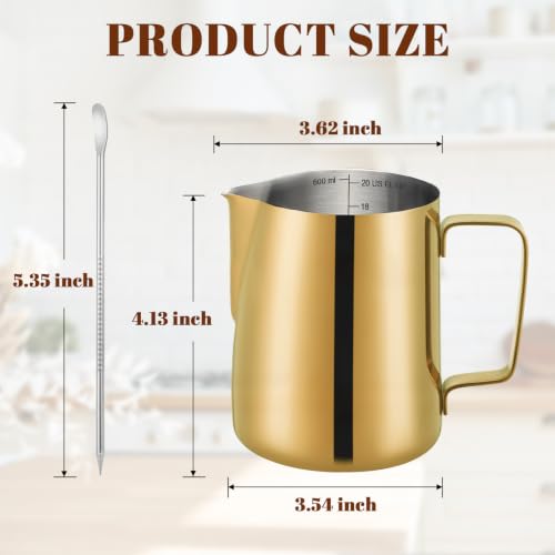 Milk Frothing Pitcher 20oz Frother Cup Barista Tools (Gold / 20 Ounces)