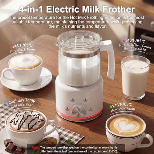 Milk Frother 16.9 OZ Electric Milk Frother and Steamer (Glass)