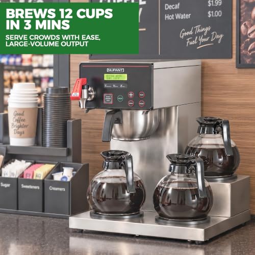 12 Cup Commercial Coffee Maker with Water Line Filter Auto (1.8L/Digital LCD Control)