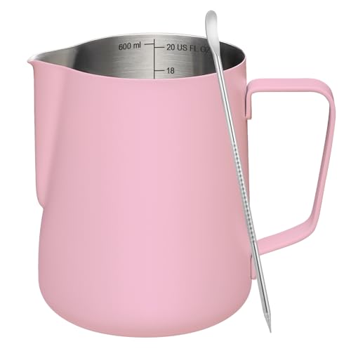 Milk Frothing Pitcher 20oz Frother Cup Barista Tools (Pink / 20 Ounces)