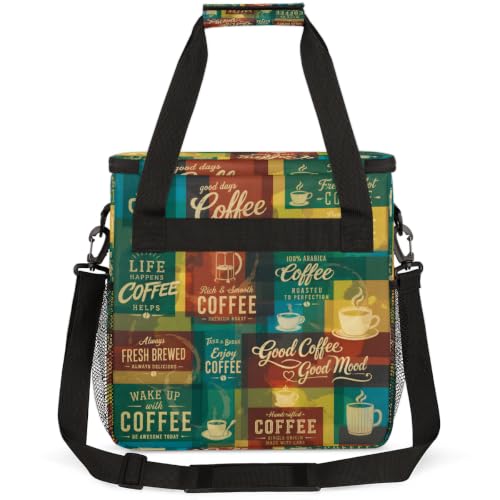 Coffee Maker Carring Bag Travel Carrying Storage Tote Bag Compatible (A09:Retro Coffee)