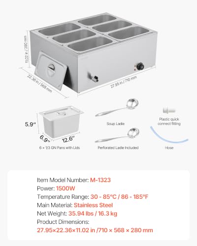 Commercial Food Warmer (6x1/3Pan ;48QT)