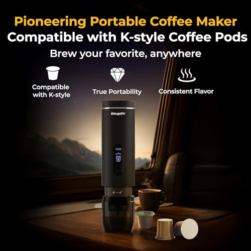 Portable Coffee Maker Compatible with K Cup Pods & Ground Coffee