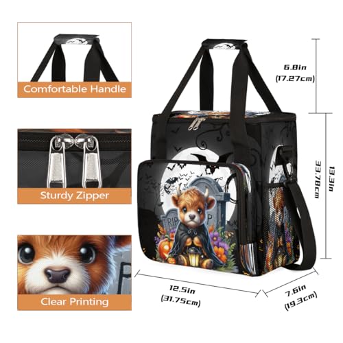 Halloween Mountain Cow Bat Moon Pumpkin Coffee Maker Carring Bag Travel Carrying Storage Tote Bag Compatible with Keurig K (A-013)