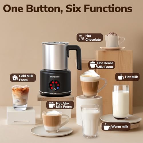 Large Electric Milk Frother and Steamer (Black-Stainless)