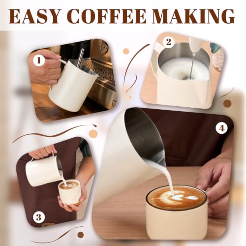 Milk Frothing Pitcher 31oz Frother Cup Barista Tools (White / 31 Ounces)