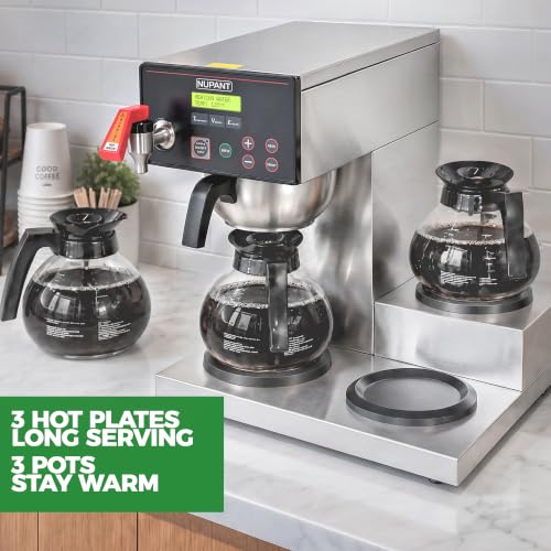 12 Cup Commercial Coffee Maker with Water Line Filter Auto (1.8L/Digital LCD Control)