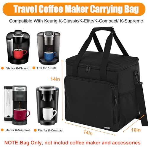 Travel Coffee Maker Carrying Bag Compatible with Keurig K (Black / Compatible for K-Classic)