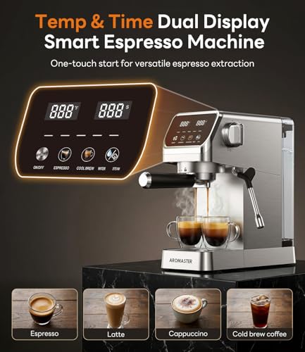 1400W Espresso Machine with Milk Frother (Titanium Silver)