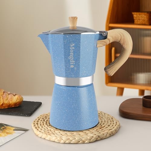 Moka Pot Stovetop Espresso Maker (Blue / 9 cup)
