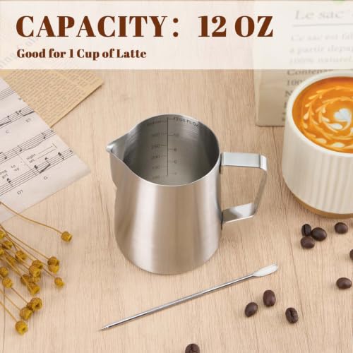 Milk Frothing Pitcher 12oz Frother Cup Barista Tools (Frosted / 12 Ounces)