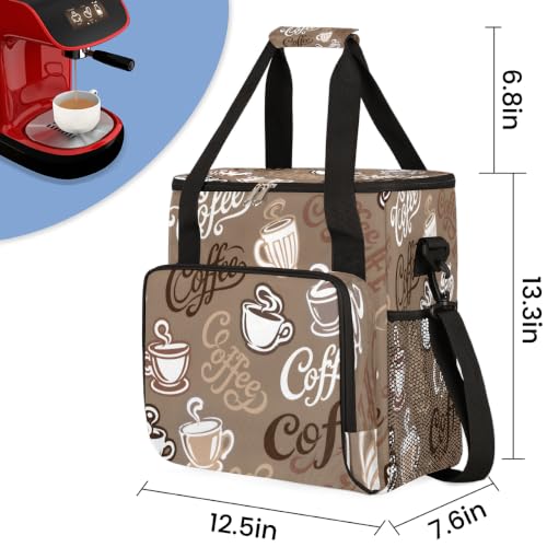 Coffee Maker Carring Bag Travel Carrying Storage Tote Bag Compatible (A12:Coffee Theme)