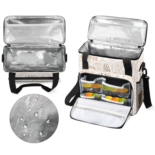 Coffee Maker Carring Bag Travel Carrying Storage Tote Bag Compatible (A10:Coffee Texts)