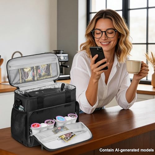Coffee Maker Travel Bag Compatible with Keurig K (Black-For K-Mini Mate/Mate Plus / Compatible with K-Mini Mate/Mate Plus)