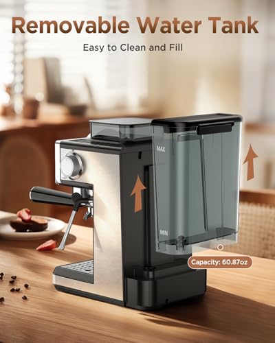 Espresso Machine with Grinder and Frother (Brushed Silver)