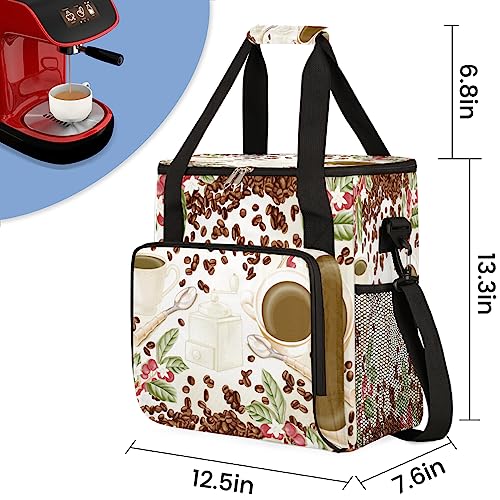 Coffee Maker Carring Bag Travel Carrying Storage Tote Bag Compatible (A04:Watercolor Coffee)