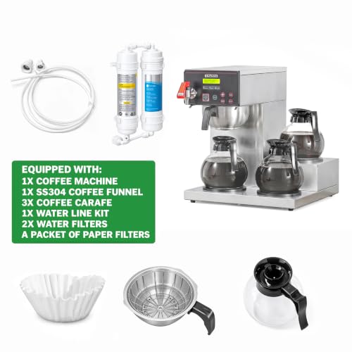 12 Cup Commercial Coffee Maker with Water Line Filter Auto (1.8L/Digital LCD Control)