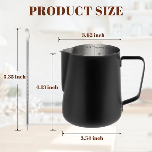 Milk Frothing Pitcher 20oz Frother Cup Barista Tools (Black / 20 Ounces)