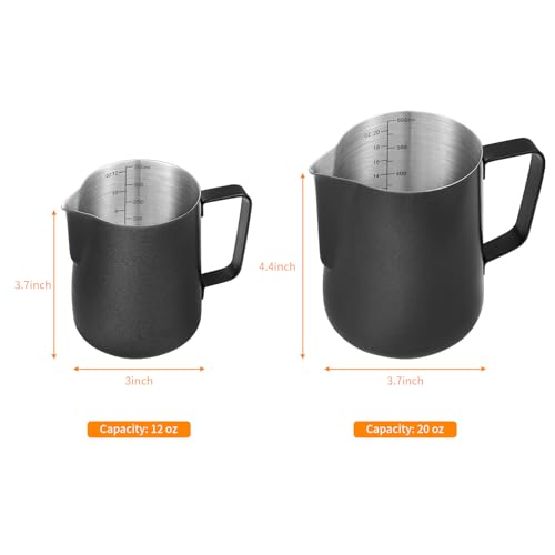 2 Pack Matte Black Milk Frothing Pitcher