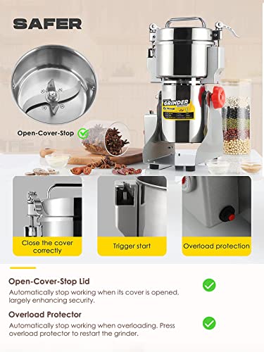 700g Electric Grain Grinder Mill Safety Upgraded 2400W High (700g Swing Type)