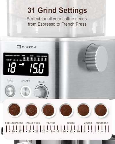 Electric Conical Burr Coffee Grinder with Removable Coffee Scale (Silver)