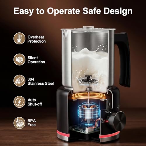 Milk Frother 16.9 OZ Electric Milk Frother and Steamer (Black)