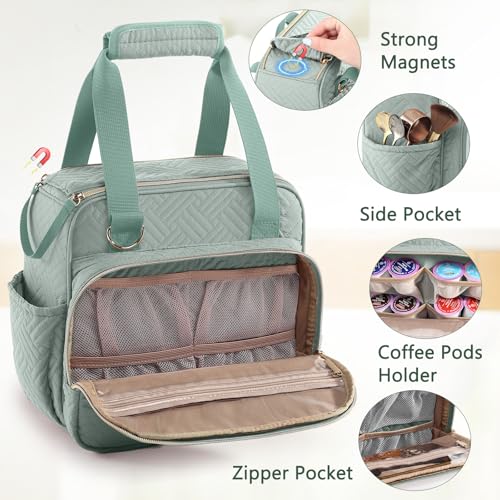 Coffee Maker Travel Bag Compatible with Keurig K (Green / Fit K-Mini Mate)