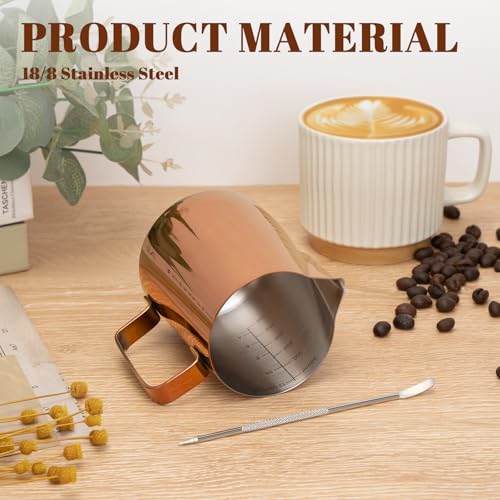 Milk Frothing Pitcher 12oz Frother Cup Barista Tools (Rose Gold / 12 Ounces)