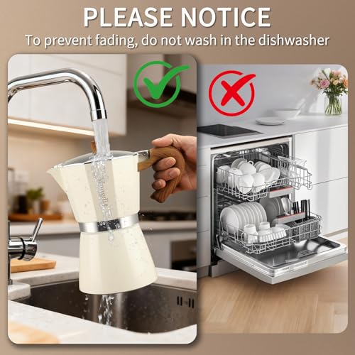 Moka Pot Stovetop Espresso Maker (White / 9 cup)