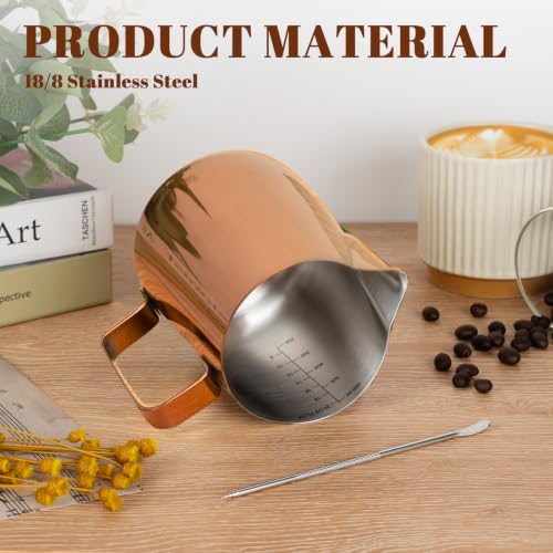 Milk Frothing Pitcher 20oz Frother Cup Barista Tools (Rose Gold / 20 Ounces)