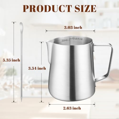 Milk Frothing Pitcher 12oz Frother Cup Barista Tools (Frosted / 12 Ounces)