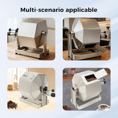 Coffee Bean Roaster Electric Coffee Roaster coffee Bean Baker Peanut Roasters Gas Burner Drum Type Stainless Steel for Home and Commercial Use (14.5L/3.83gal)