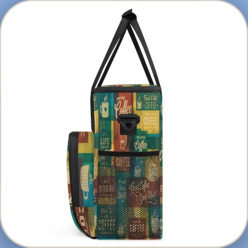 Coffee Maker Carring Bag Travel Carrying Storage Tote Bag Compatible (A09:Retro Coffee)