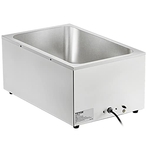 Commercial Food Warmer 24QT Bain Marie 1200W Electric Buffet Warmer Steam Table Food Warmer Countertop Stainless Steel Food Warmer Wet or Dry Use for Parties (1-Pan, 24 Qt)
