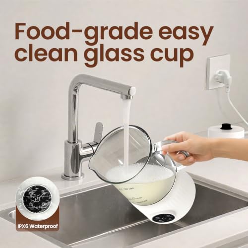 4-in-1 Electric Milk Frother and Steamer for Whole Milk, LED Touch Screen (Champagne)