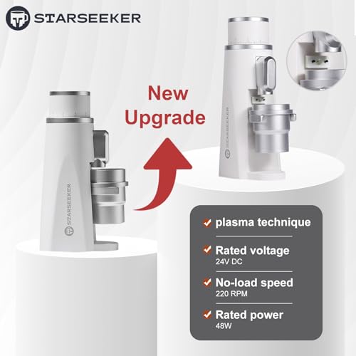EDGE Plasma Electric Coffee Grinder Aluminum Automatic Coffee Bean Grinder for French Press Drip Coffee and Espresso Removable Fineness Adjustment Magnetic Suction Port with Cup (White)