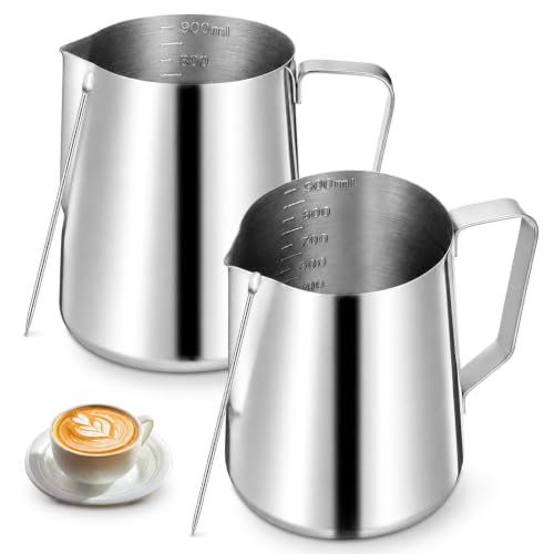 2 Pack Milk Frothing Pitcher Stainless Steel Espresso Steaming Pitchers