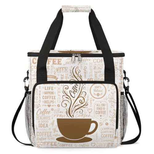 Coffee Maker Carring Bag Travel Carrying Storage Tote Bag Compatible (A10:Coffee Texts)