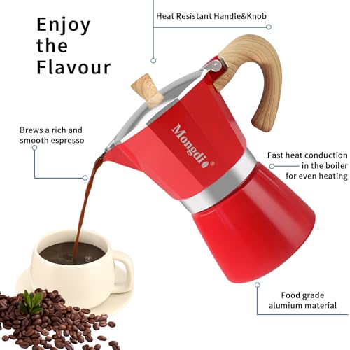 Moka Pot Stovetop Espresso Maker (Red / 12 cup)