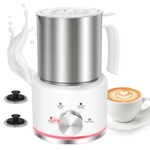 Milk Frother 16.9 OZ Electric Milk Frother and Steamer (White)