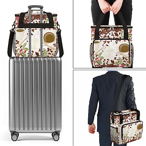Coffee Maker Carring Bag Travel Carrying Storage Tote Bag Compatible (A04:Watercolor Coffee)