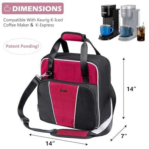 Full Open Coffee Maker Travel Bag w (Red-Black / Fit for K-Iced or K-Express)