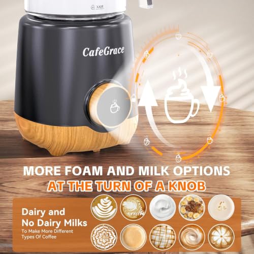 8-in-1 Milk Frother and Steamer, 20 oz / 600 ml Large Capacity Warm and Cold Foam Maker and Milk Warmer for Coffee, Latte, Hot Chocolate, Glass & Stainless Steel Pitcher (20 oz / 600 ml)