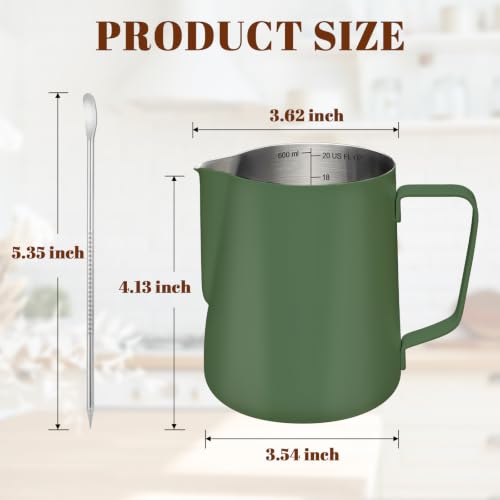 Milk Frothing Pitcher 20oz Frother Cup Barista Tools (Green / 20 Ounces)