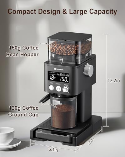 Electric Conical Burr Coffee Grinder with Removable Coffee Scale (Matte Black)